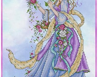 Joan Elliott Lady Rose Cross Stitch Pattern - Medieval