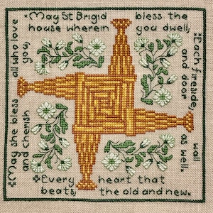 St Brigid&#39;s Blessing - Cross Stitch Pattern, Digital Download, PDF Pattern, Includes Bonus Chart, St Brigid&#39;s Cross, Claddagh Cross Stitch