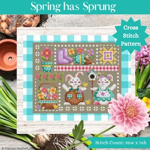 Shannon Christine Designs Spring Has Sprung Easter Bunny Cross Stitch Pattern
