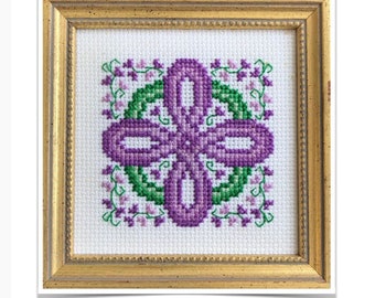Celtic Lavender Cross - Easter - Cross Stitch Pattern PDF - Includes Free Bonus Chart for St Patrick's Day Claddagh Cross Stitch Company