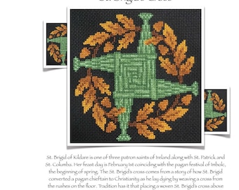 Cruz de Santa Brígida - Patrón de punto de cruz en PDF, descarga digital, patrón en PDF, incluye gráfico adicional, punto de cruz Claddagh