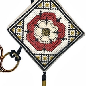 Counted Cross Stitch Kit, Tudor Rose Scissor Keep  Medieval DIY Craft Kit, Embroidery Design, Textile Heritage,