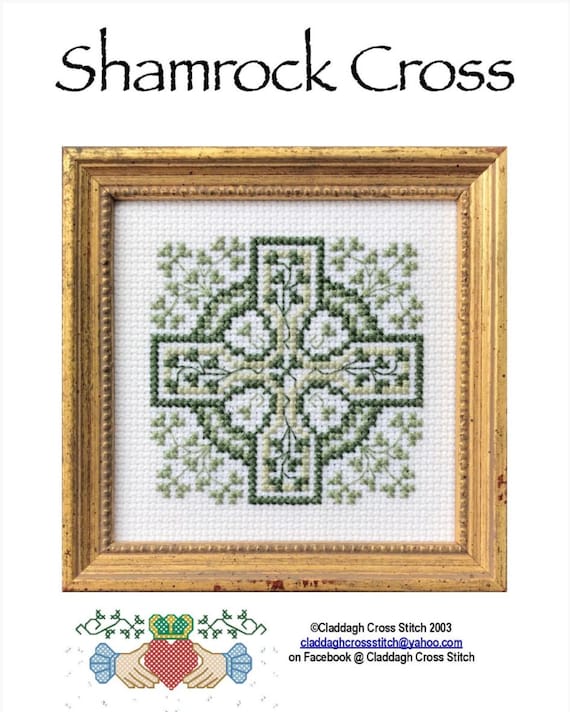 Shamrock Cross - Cross Stitch Pattern, Digital Download, PDF Pattern, Includes Bonus Chart, Celtic Cross, Claddagh Cross Stitch