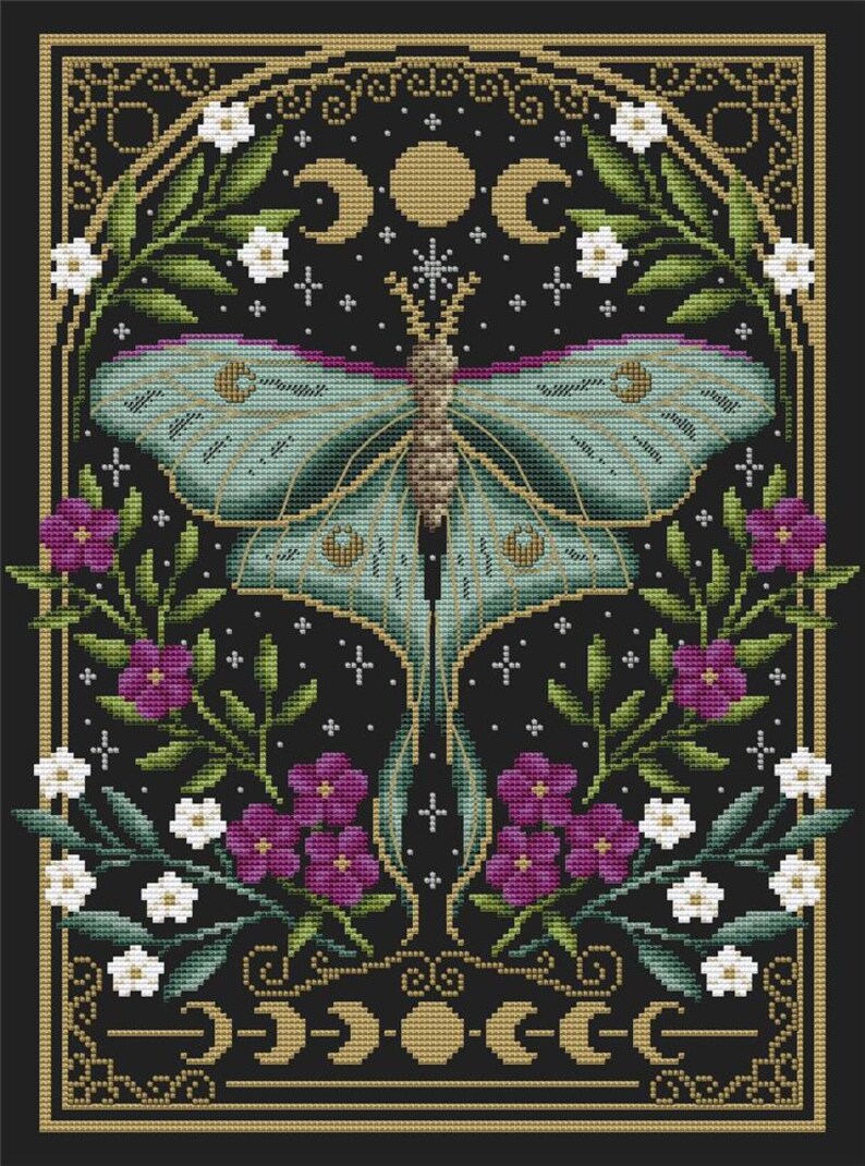Lunar Moth - Cross Stitch Pattern - Shannon Christine Designs - Bugs ...