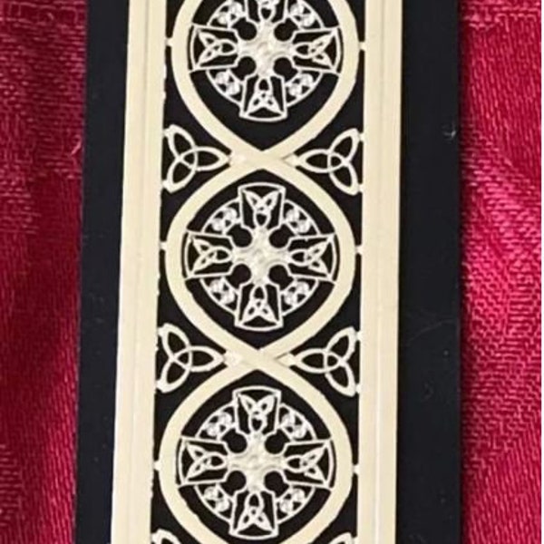 Bookmark, Gift for Men, Boyfriend Christmas Gift, Celtic Cross Filigree, Chrome Plated Brass