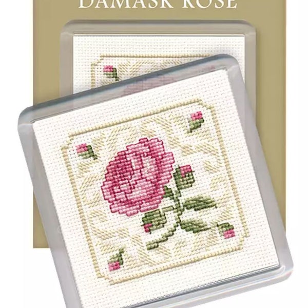 Coaster Cross Stitch Kit - Damask Rose - Textile Heritage