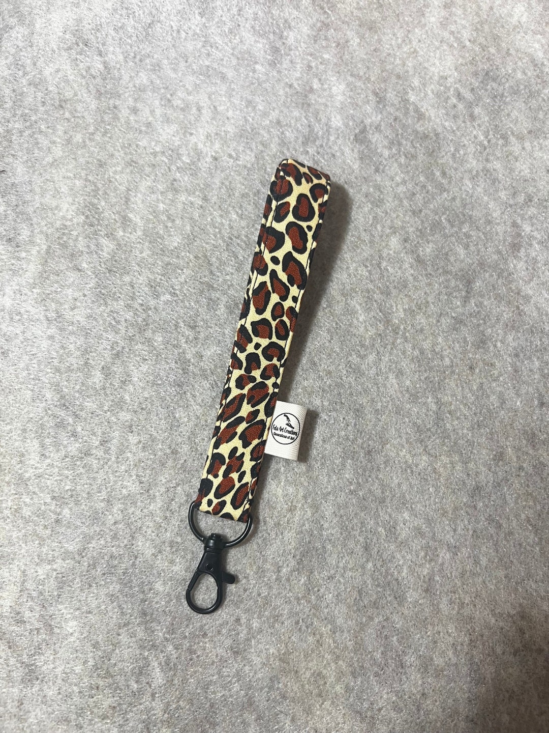 Cheetah Print Wristlet Keychain, Wrist Keychain, Key Fob, Fabric Cotton ...