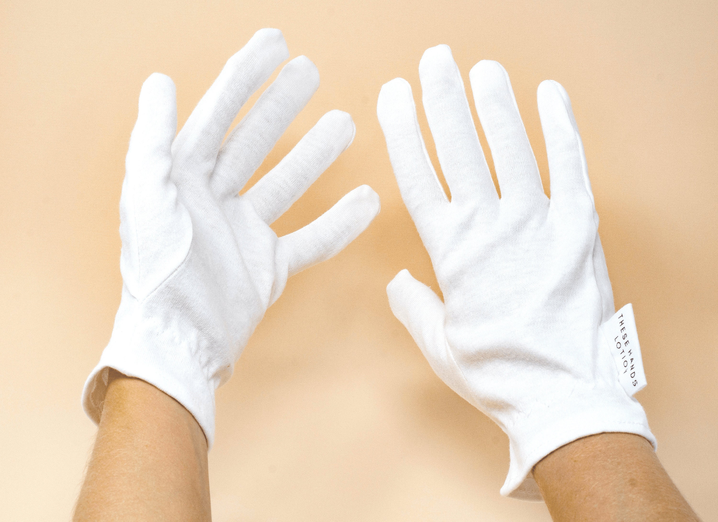 White Cotton Beaded Grip Gloves