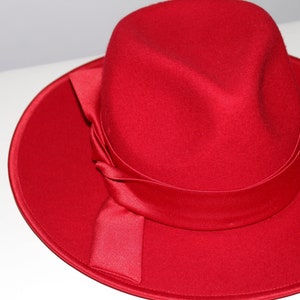 Female Red Felt Fedora Hat