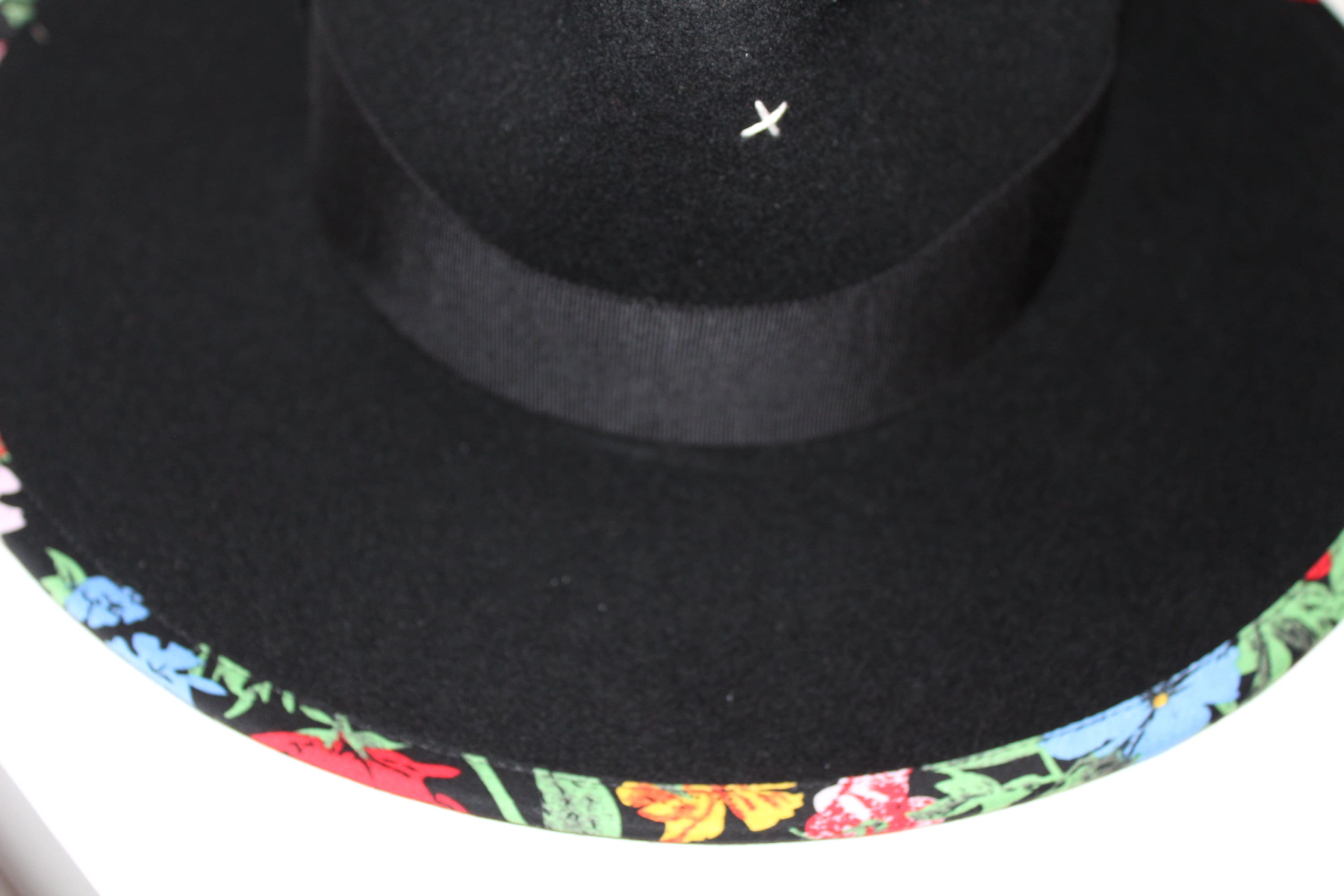 Hand Made Custom Black Fedora With Floral Accent - Etsy display picture 1