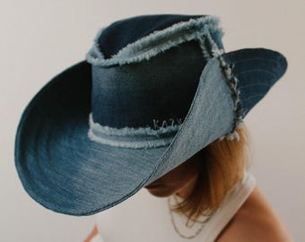 Återvunnen denim cowboyhatt i cowgirl-modell