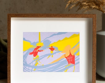 Dancers at Uferstudios – Colorful hand-printed A5 screenprint