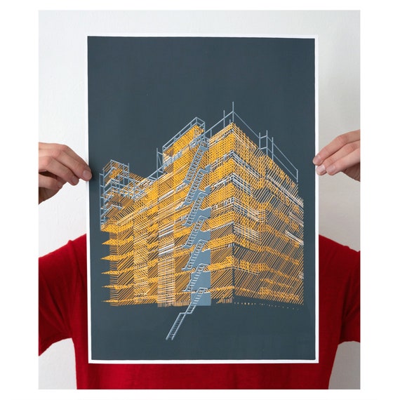 Orange scaffolding - Three-color Screenprint A3