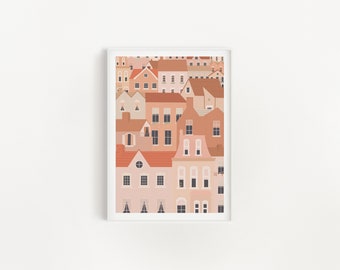 Town Houses, Digital Print, Illustration