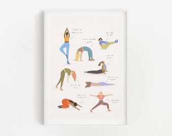 Realistic Yoga Illustration, Digital Print, Yoga Print