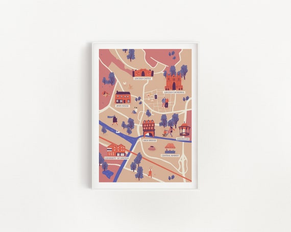 Illustrated map of Lincoln | Etsy