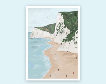 Beach landscape, Seaside illustration, Digital Print