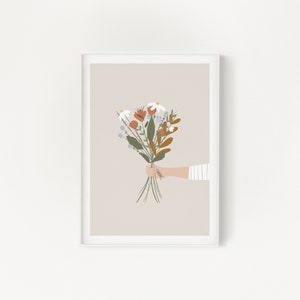 Bunch of wild flowers, With love print, digital illustration image 1