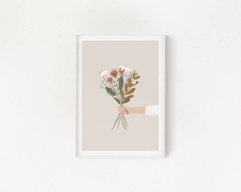 Bunch of wild flowers, With love print, digital illustration image 1