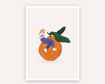 Orange Juice Illustration, Digital Print,