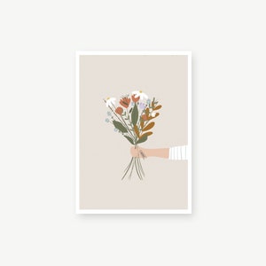 Bunch of wild flowers, With love print, digital illustration image 2