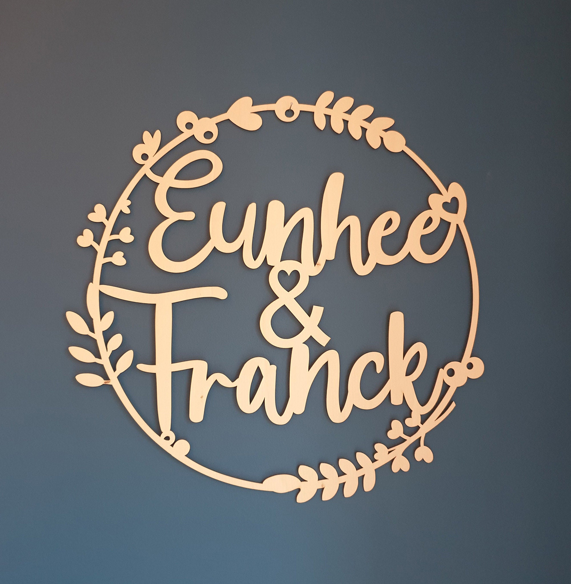 Couronne Des Amoureux Personnalisable, Cercle Floral, Bois, Décoration, Mariage, Saint-Valentin