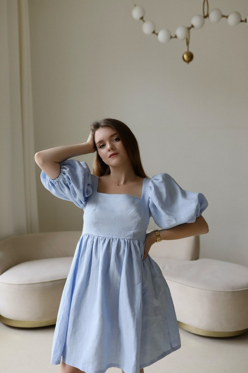 linen babydoll dress Beachside BoldSoul Boutique LLC 2X/46.5 Care and fabric 100% French flax linen dress Claire Linen Ruffled Babydoll Dress-