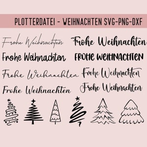 Arquivo de plotter Frohe Weihnachten, Plotterdatei Weihnachten, SVG, PNG, DXF, Natal