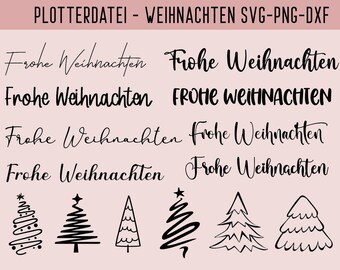 Arquivo de plotter Frohe Weihnachten, Plotterdatei Weihnachten, SVG, PNG, DXF, Natal