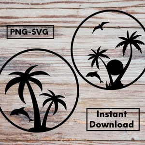 palm tree svg, png, summer, beach, sunset, instant download