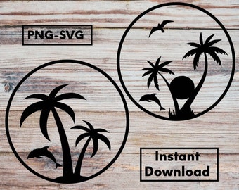 palm tree svg, png, summer, beach, sunset, instant download