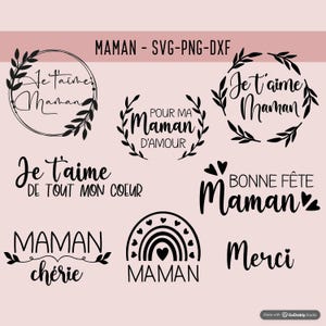 Maman png, svg , dxf, Je t'aime, bonne fête, Merci, Téléchargement instantané