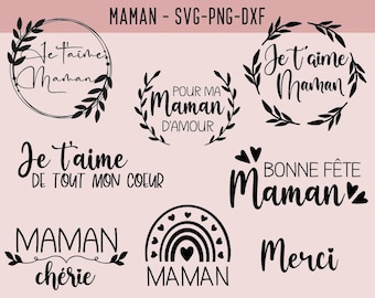 Maman png, svg , dxf, Je t'aime, bonne fête, Merci, images bundle