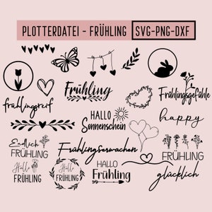 以下が含まれることがあります： 白黒の春をテーマにした15個のSVGカットファイルのセット。デザインには、蝶、ウサギ、チューリップ、ハート、そして「Frühling」や「Frühlingsgefühle」など、ドイツ語で書かれた春の関連するテキストフレーズが含まれています。