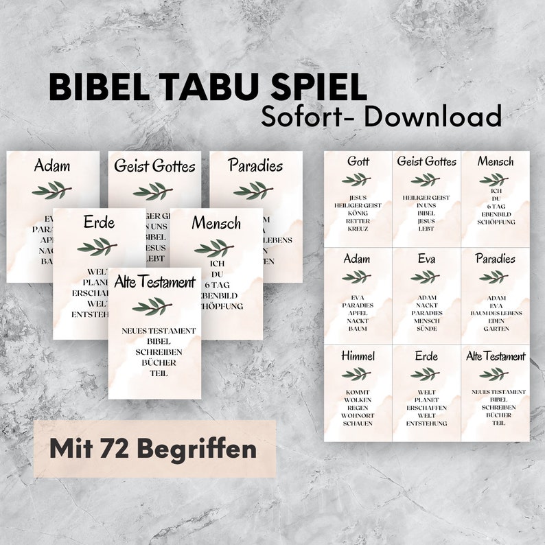 Bibel Tabu Spiel, Sofort Download mit 72 Begriffen, Ostern, Jugendgruppe, Gemeinde, Bibel Taboo image 1