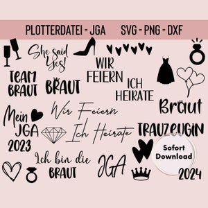 Plotterdatei JGA, Team Braut, Junggesellenabschied, Hochzeit, Braut, SVG, PNG, Sofort Descargar