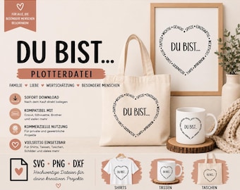 Du bist Plotterdatei SVG PNG DXF | Familien Spruch | Geschenk für Mama Papa Oma Opa | Cricut Silhouette | Sofort Download