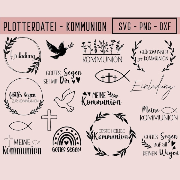 Kommunion Plotterdatei, svg, png dxf, Sofort Download