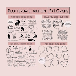 Plotterdatei Frühling, Plotterdatei Ostern, Hallo Frühling, SVG, PNG, Plotter File, Plotting Bundle