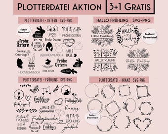 Plotterdatei Frühling, Plotterdatei Ostern, Hallo Frühling, SVG, PNG, Plotter File, Plotting Bundle