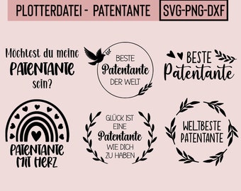 Plotterdatei Patentante, svg, png dxf, Sofort-download