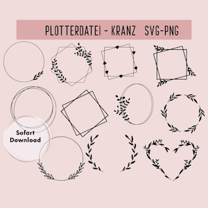 Kranz Plotterdatei, Sofort Download, PNG, SVG, Plotter, Pacote de plotagem, Frühling Plotterdatei