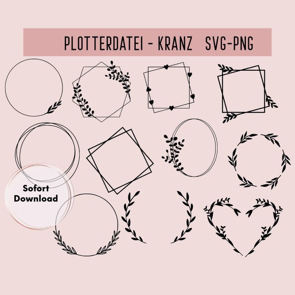 Kranz Plotterdatei, Sofort Download, PNG, SVG, Plotter, Plotting Bundle, Frühling Plotterdatei