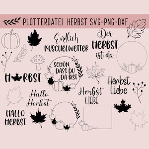 Herbst Plotterdatei, Herbstliebe SVG, DXF, PNG, Sofort Download