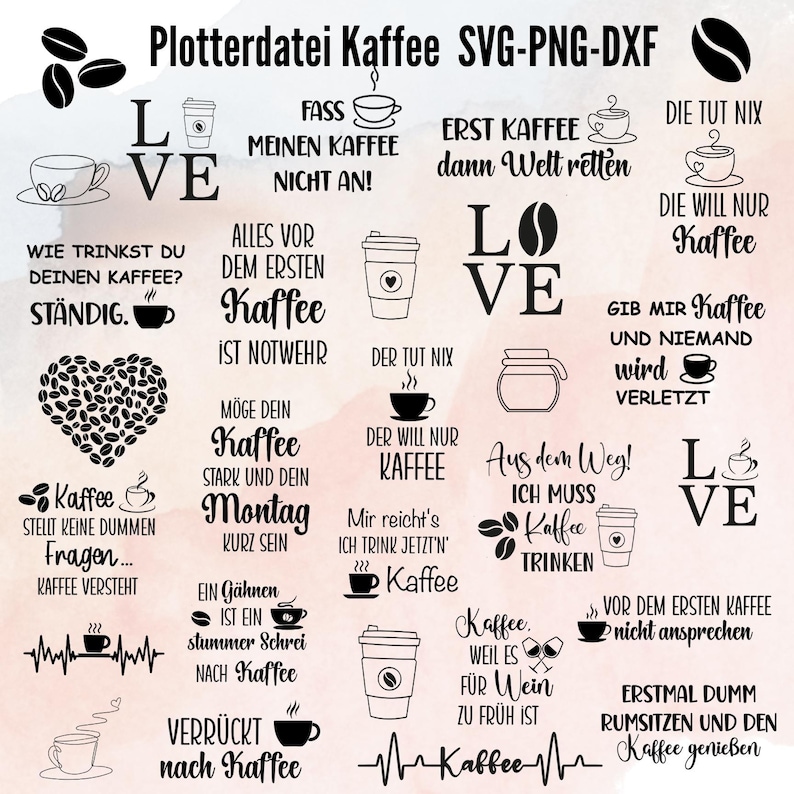 以下が含まれることがあります： コーヒーをテーマにしたフレーズとグラフィックの白黒デジタルアート。コーヒーカップ、豆、そして「LOVE」の文字が含まれています。「まずコーヒー、それから世界を救う」と「コーヒーは不可欠」というテキストが含まれています。