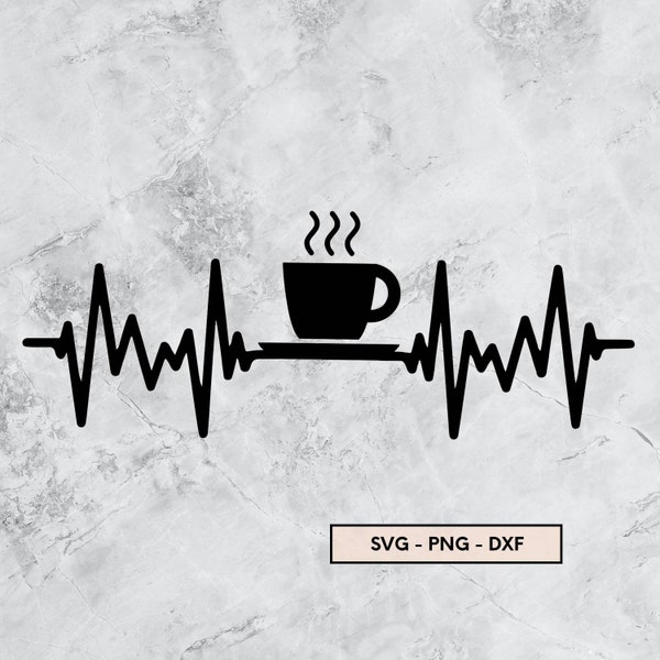 Herzschlag Kaffee Plotterdatei, svg, png, dxf, Kaffeetasse