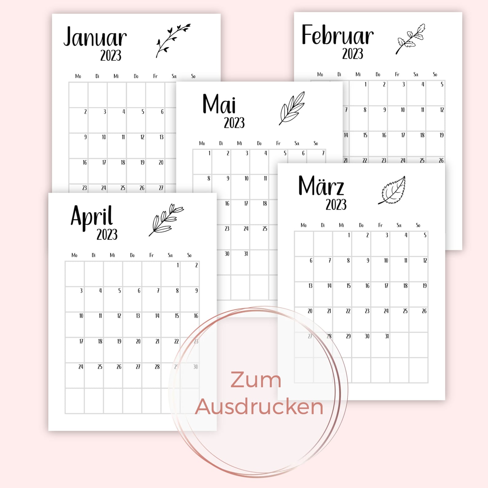 Jahreskalender 2023 A4 Format PDF Kalender zum Ausdrucken - Etsy.de