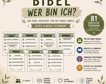 Bibel Wer bin ich? – 81 Bibel Personen | Christliches Ratespiel | Familien, Gemeinde & Sonntagsschule | PDF