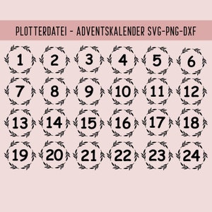 Plotterdatei Adventskalender, 1-24, Weihnachten