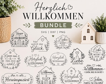 Herzlich Willkommen SVG Bundle | Plotterdatei | Willkommen Türmatte SVG | Cricut Silhouette svg png dxf Dateien